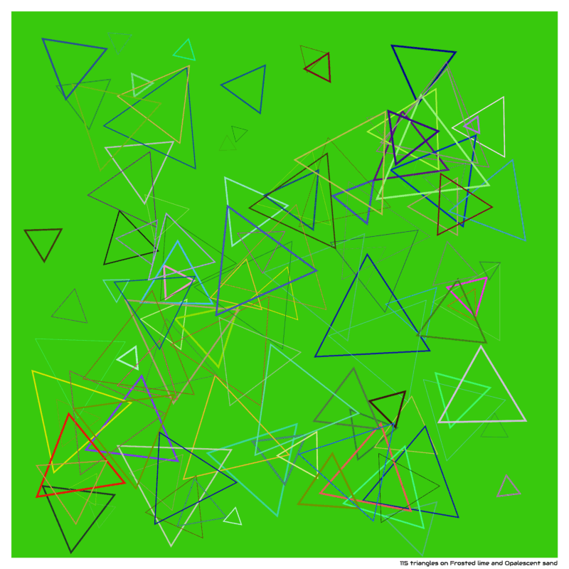 115 triangles on Frosted lime and Opalescent sand