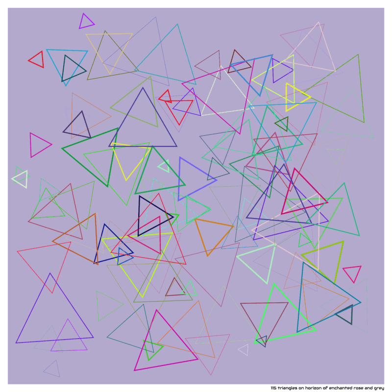 115 triangles on horizon of enchanted rose and grey