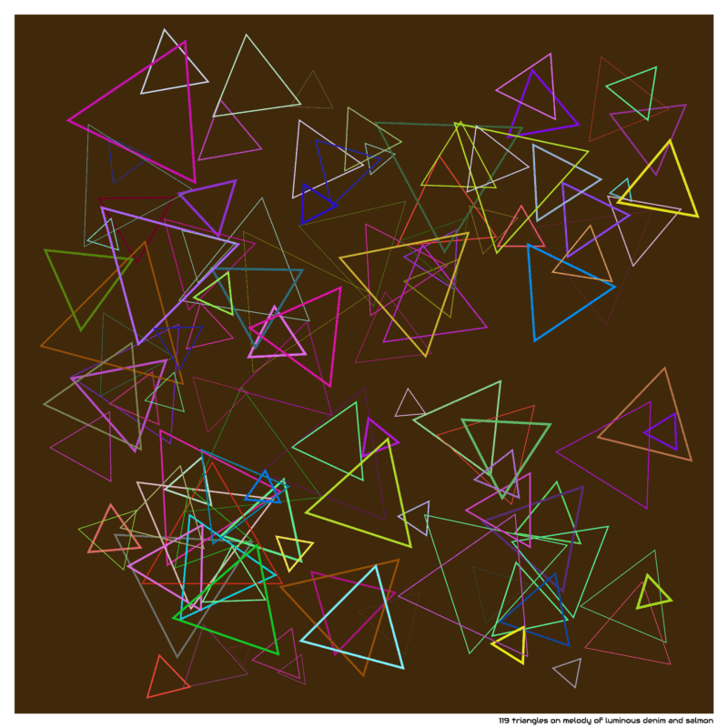 119 triangles on melody of luminous denim and salmon