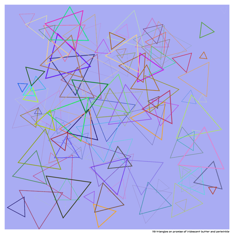 119 triangles on promise of iridescent butter and periwinkle