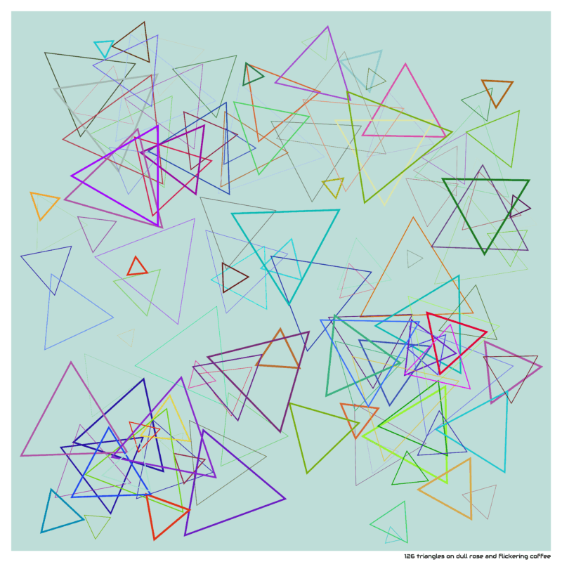 126 triangles on dull rose and flickering coffee