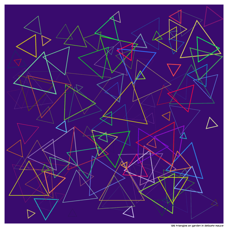 126 triangles on garden in delicate mauve