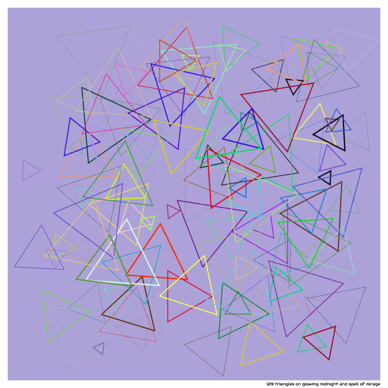 129 triangles on glowing midnight and spell of mirage