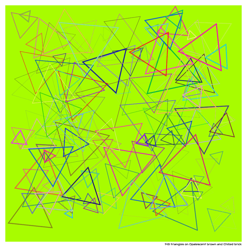 143 triangles on Opalescent brown and Chilled brick