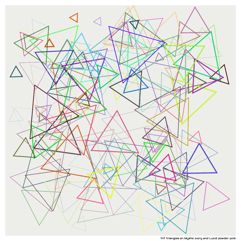 147 triangles on Mystic ivory and Lucid powder pink