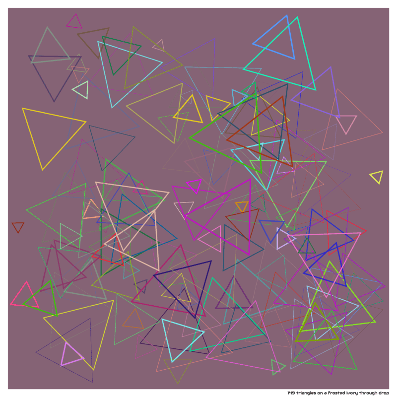 149 triangles on a frosted ivory through drop