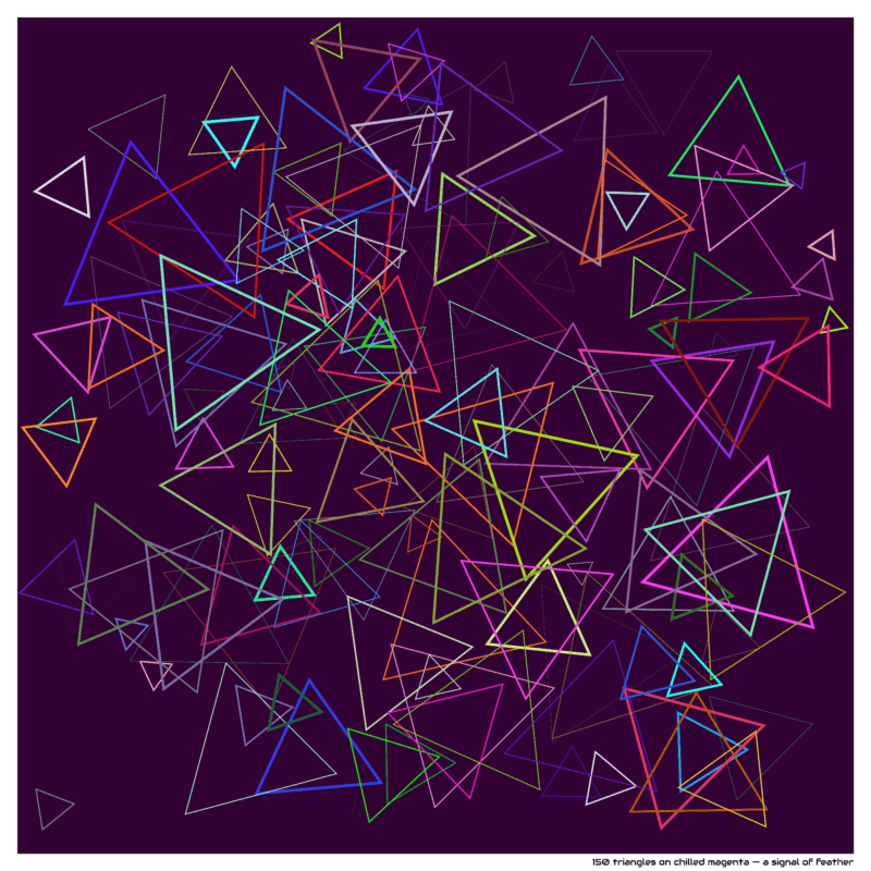 150 triangles on chilled magenta — a signal of feather