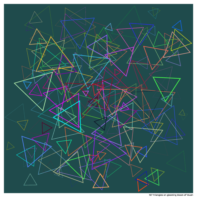 157 triangles on gleaming bloom of blush