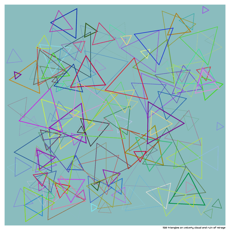 158 triangles on velvety cloud and ruin of mirage