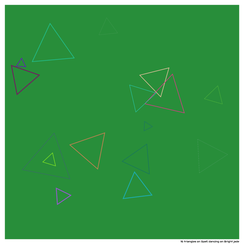 16 triangles on Spell dancing on Bright jade