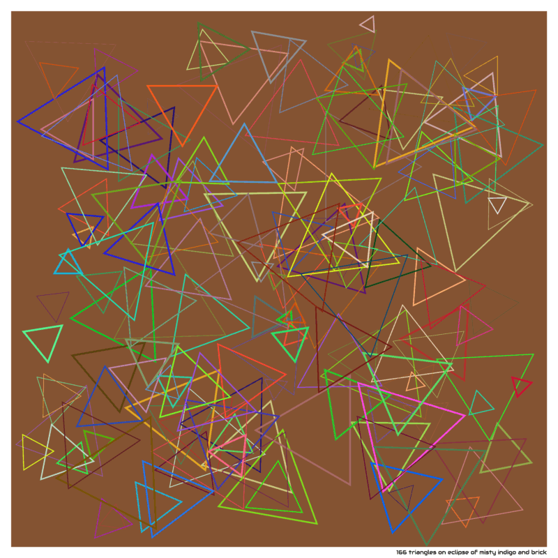 166 triangles on eclipse of misty indigo and brick