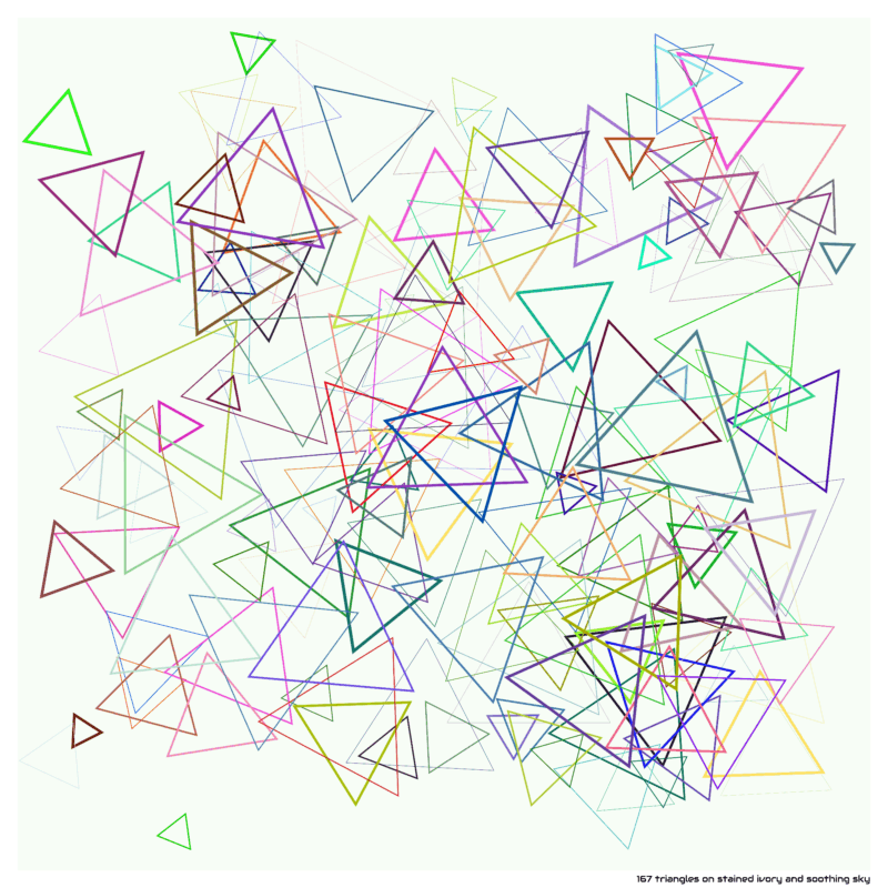 167 triangles on stained ivory and soothing sky