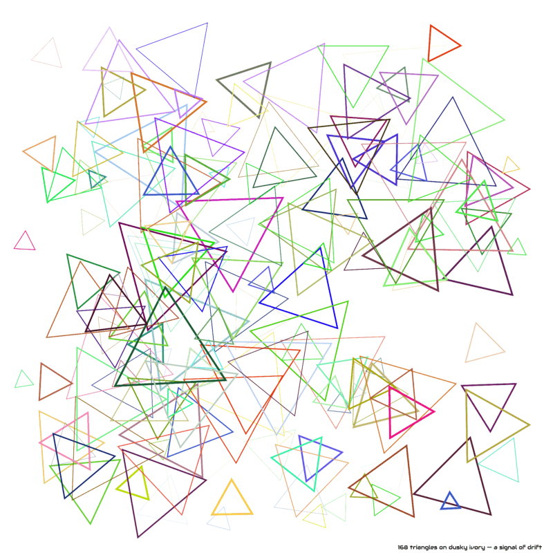 168 triangles on dusky ivory — a signal of drift