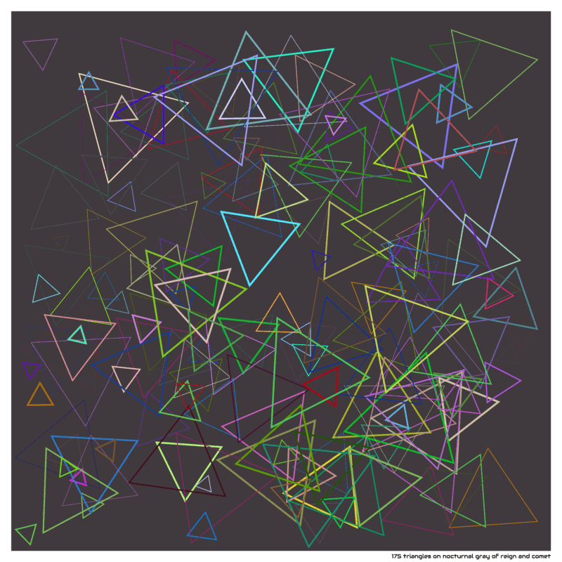 175 triangles on nocturnal gray of reign and comet