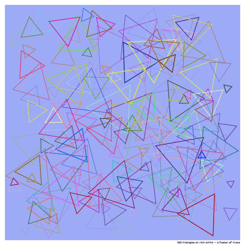 183 triangles on rich white — a fusion of trace