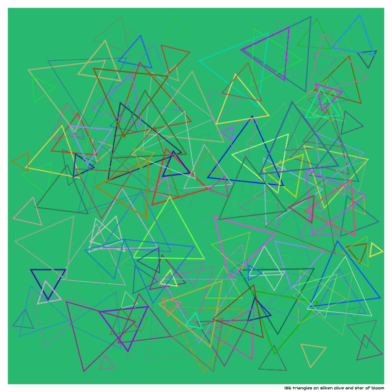 186 triangles on silken olive and star of bloom