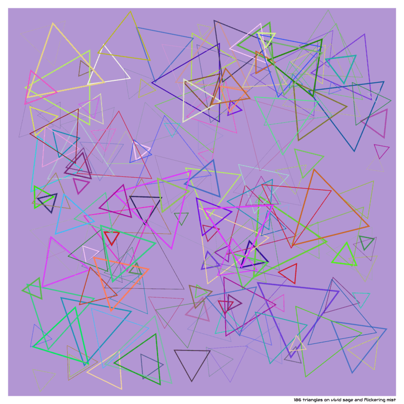 186 triangles on vivid sage and flickering mist