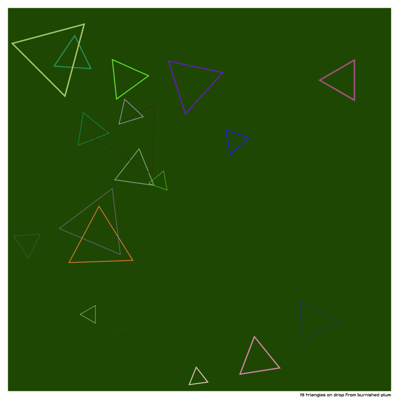 19 triangles on drop from burnished plum