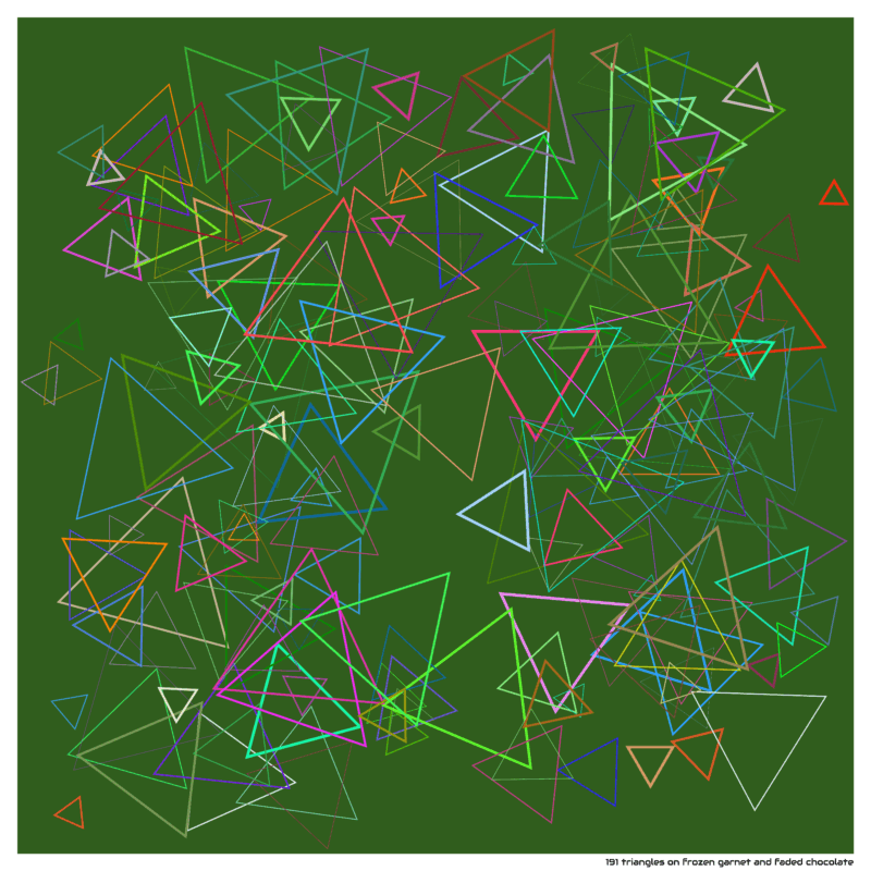191 triangles on frozen garnet and faded chocolate