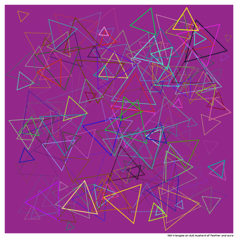 193 triangles on dull mustard of feather and aura