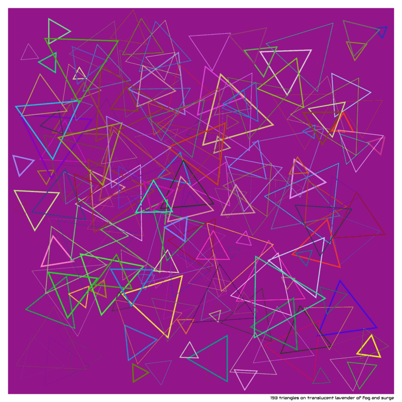 193 triangles on translucent lavender of fog and surge