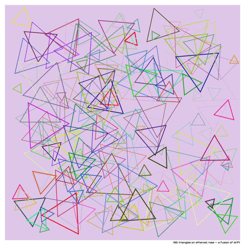 195 triangles on ethereal rose — a fusion of drift