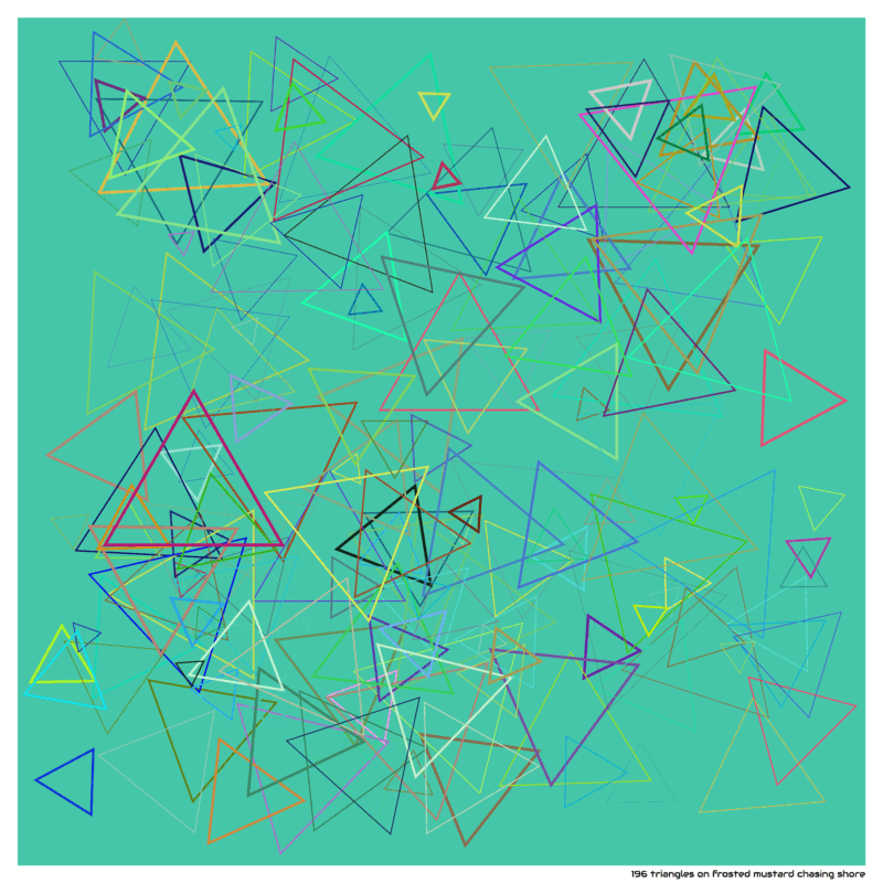 196 triangles on frosted mustard chasing shore