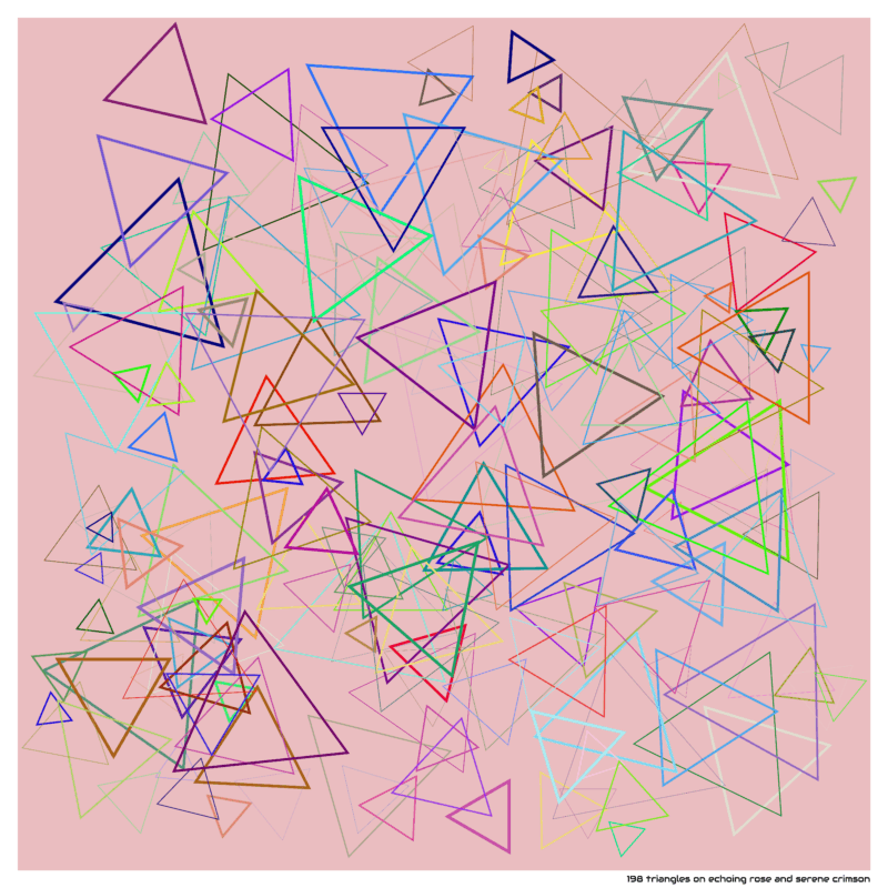 198 triangles on echoing rose and serene crimson