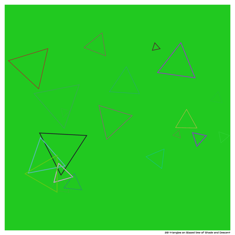 20 triangles on Glazed lime of Shade and Descent