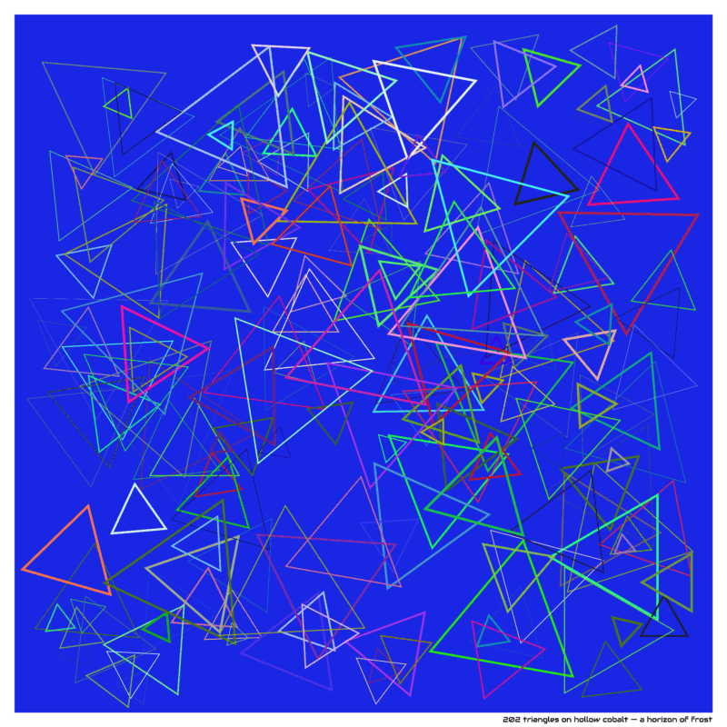 202 triangles on hollow cobalt — a horizon of frost