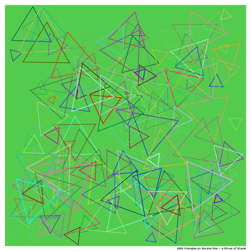 203 triangles on Serene lime — a Ritual of Shade