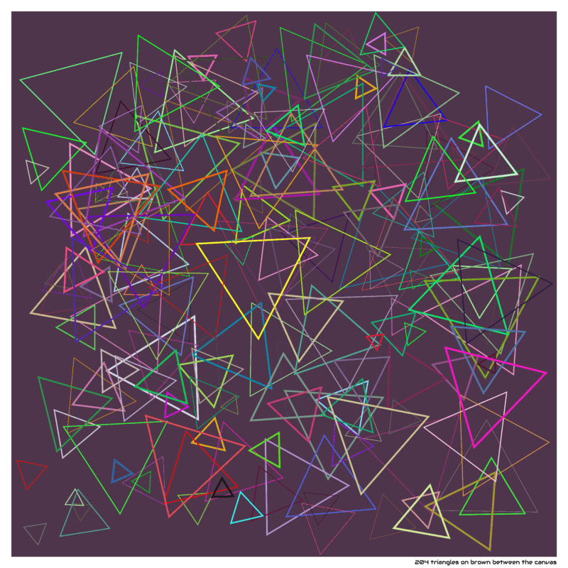 204 triangles on brown between the canvas