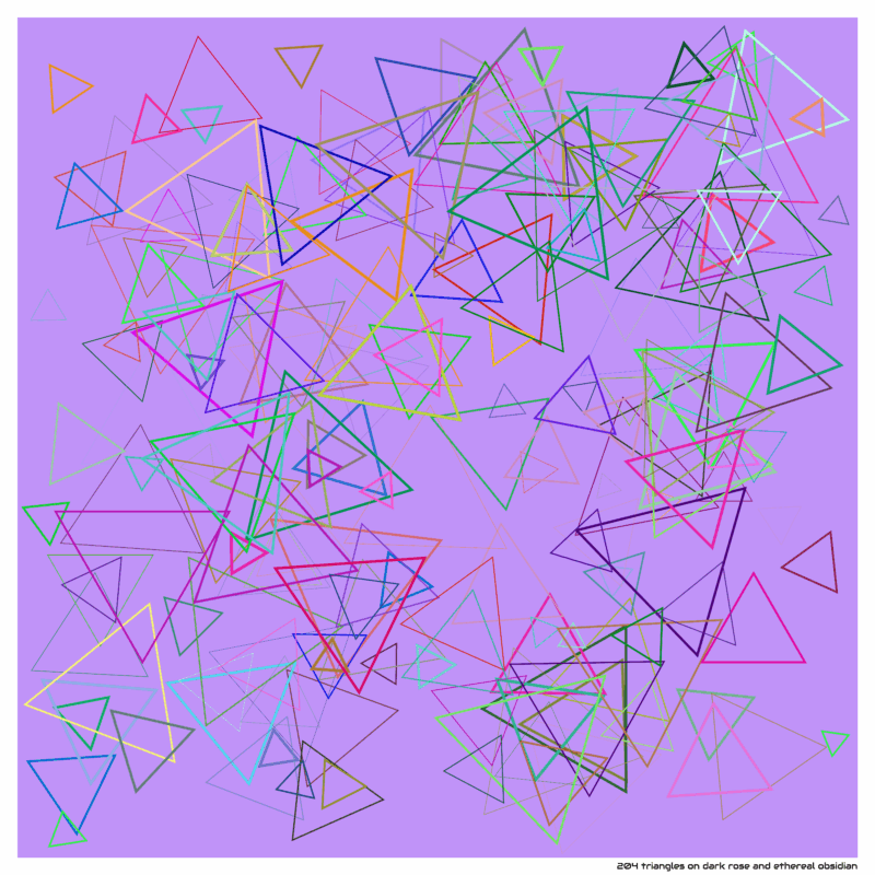 204 triangles on dark rose and ethereal obsidian