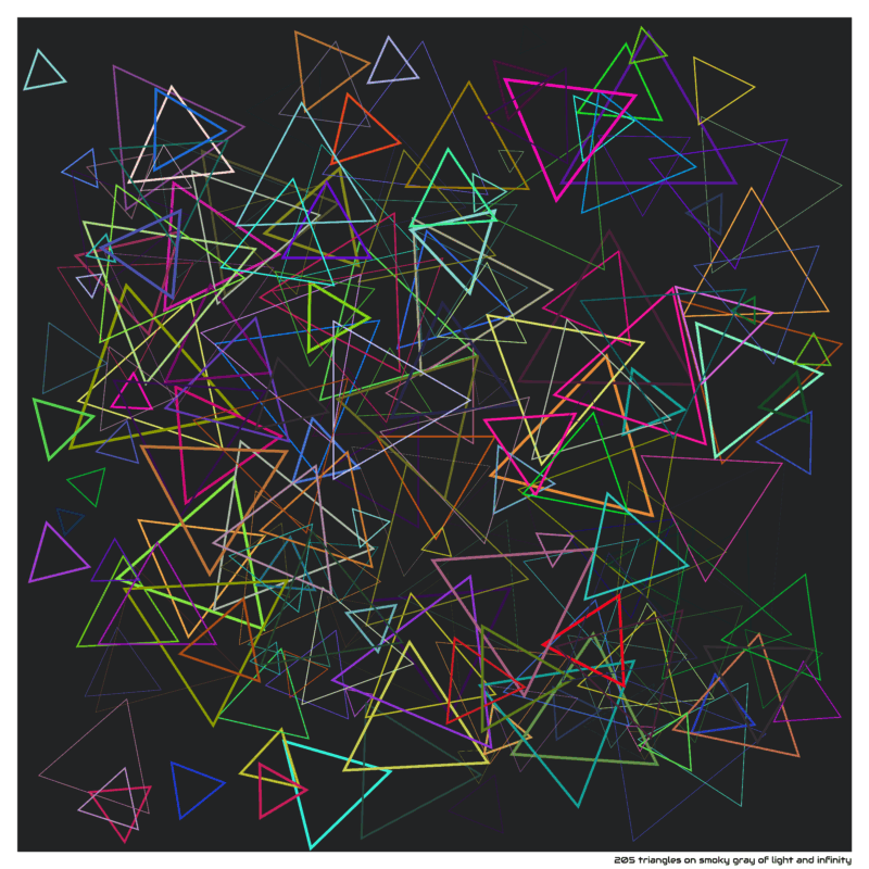 205 triangles on smoky gray of light and infinity