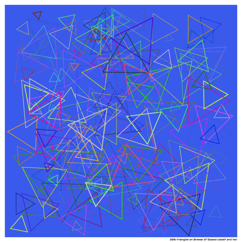 208 triangles on Breeze of Glazed cobalt and tan