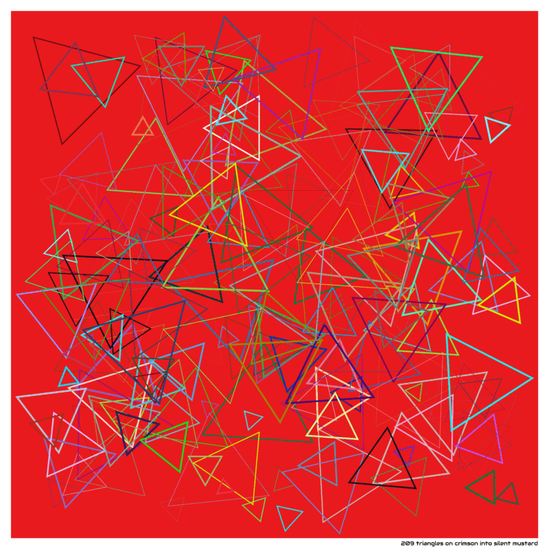 209 triangles on crimson into silent mustard