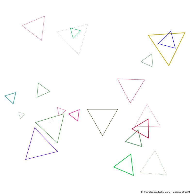 21 triangles on dusky ivory — a signal of drift