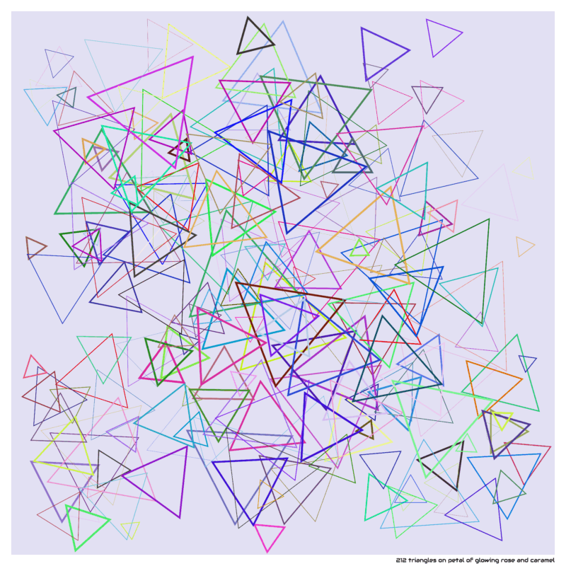 212 triangles on petal of glowing rose and caramel