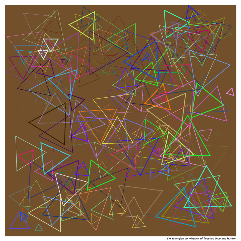 214 triangles on whisper of frosted blue and butter