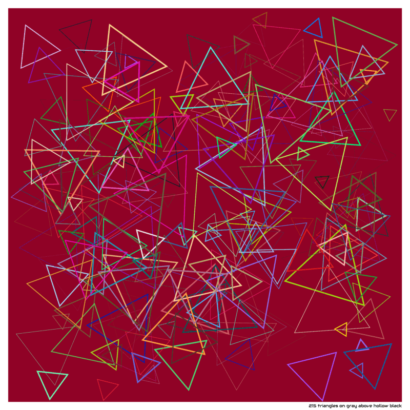 215 triangles on gray above hollow black