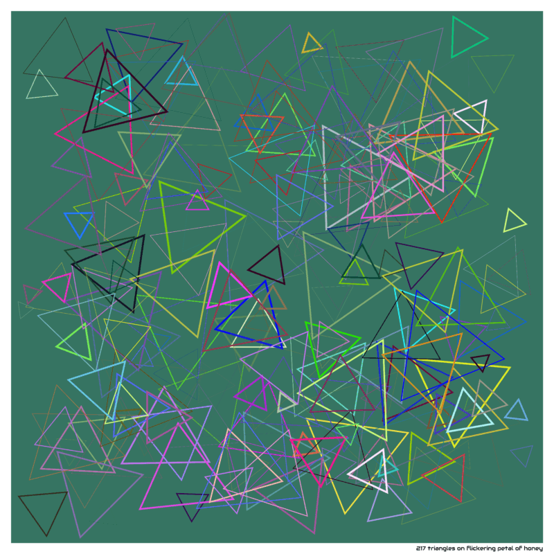 217 triangles on flickering petal of honey