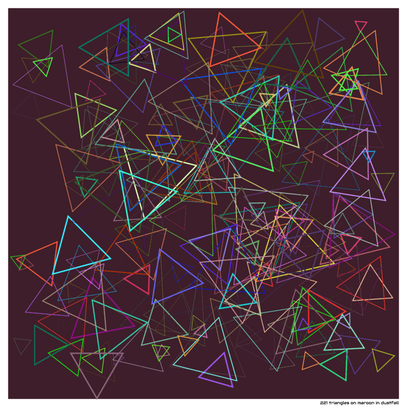 221 triangles on maroon in dustfall