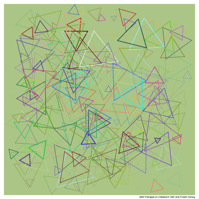 223 triangles on iridescent mist and frozen honey