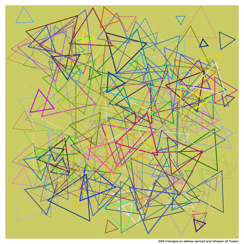 223 triangles on Mellow apricot and Whisper of Fusion