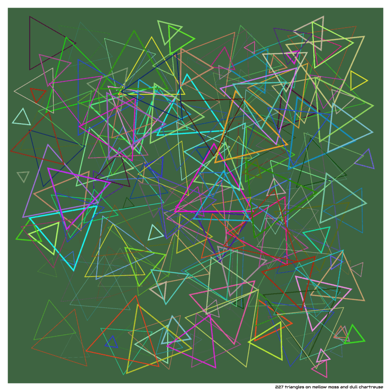 227 triangles on mellow moss and dull chartreuse