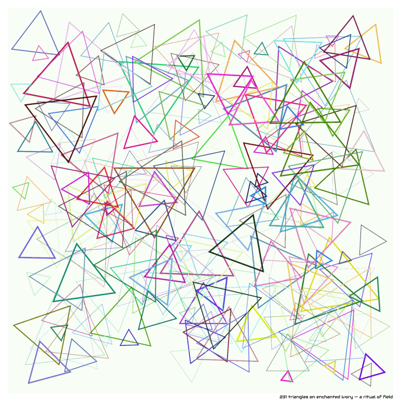 231 triangles on enchanted ivory — a ritual of field