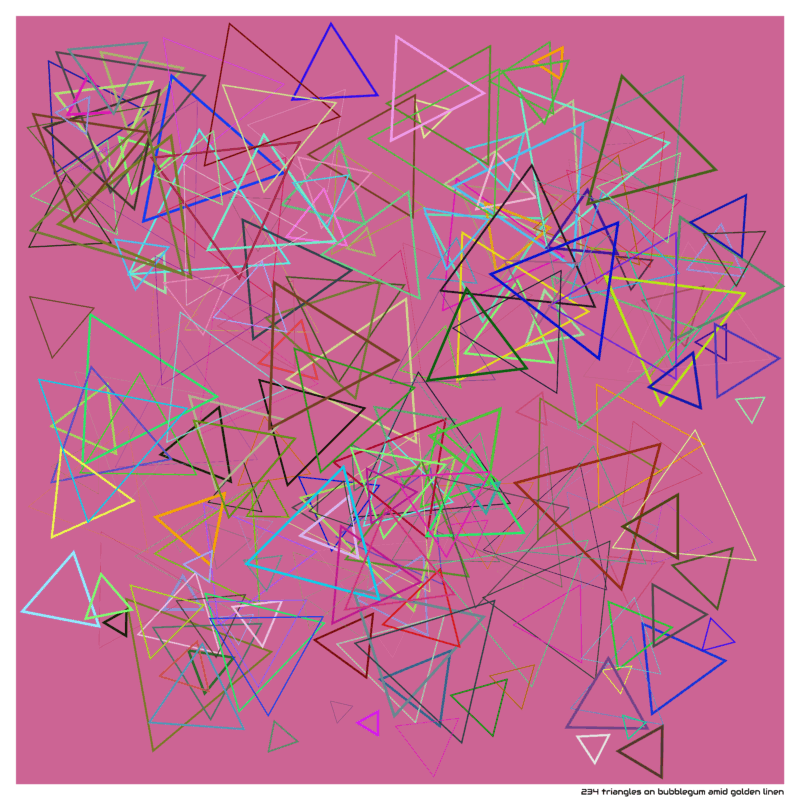 234 triangles on bubblegum amid golden linen
