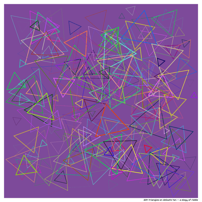 234 triangles on delicate tan — a elegy of riddle