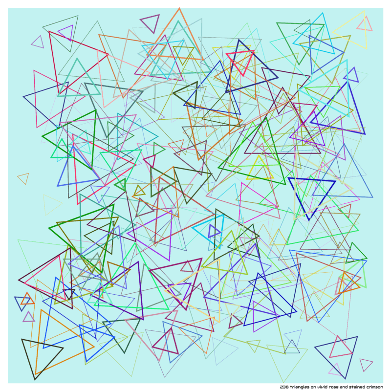 238 triangles on vivid rose and stained crimson