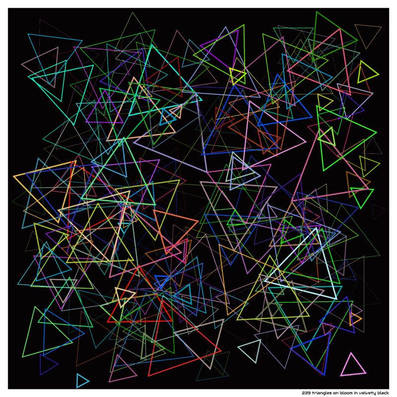 239 triangles on bloom in velvety black